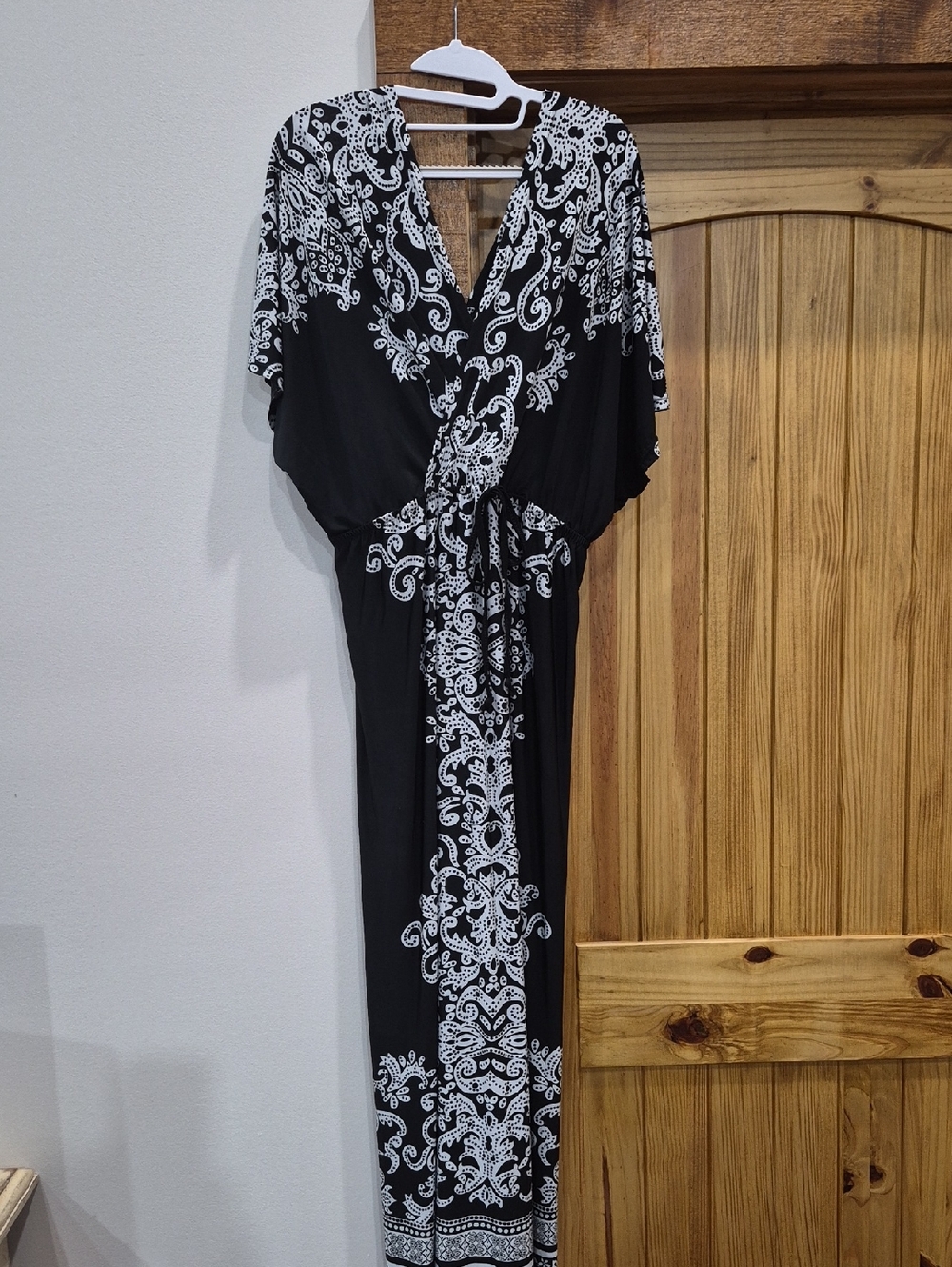 Just Love Black Maxi Dress with White Paisley Print Size XL Whimsigoth